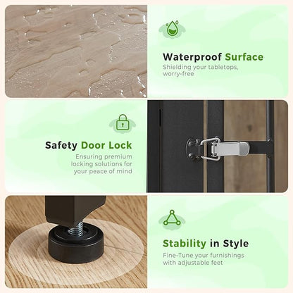 43'' L-Shaped Corner Dog Crate Furniture Large Breed with Double Rooms,Wooden Dog Crate End Table Indoor with Removable Divider for Small to Medium Dogs, Can Use Separately