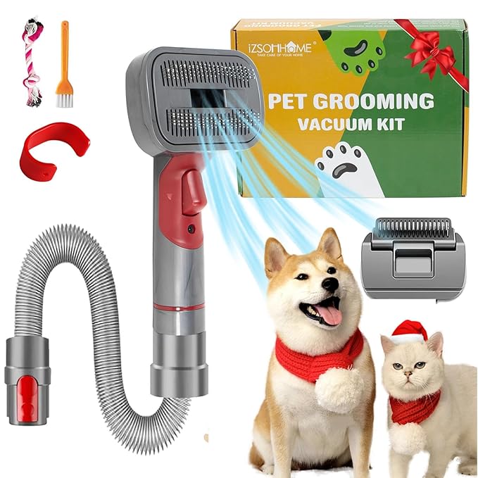 Compatible with Dyson V7 V8 V10 V11 V15,Dog Cat Brush for Shedding and Grooming,with Two Heads,Massage the skin,Easy to Clean Comb for Long or Short Haired Pets,Pet Brush Kit,Gift Box