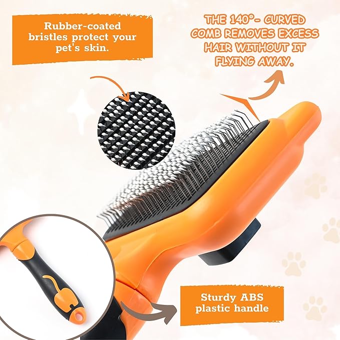 Cat Brush with One-Click Release  This versatile dog brush for shedding and massaging is the perfect pet grooming tool for indoor cats and dogs, suitable for pets of all hair types.