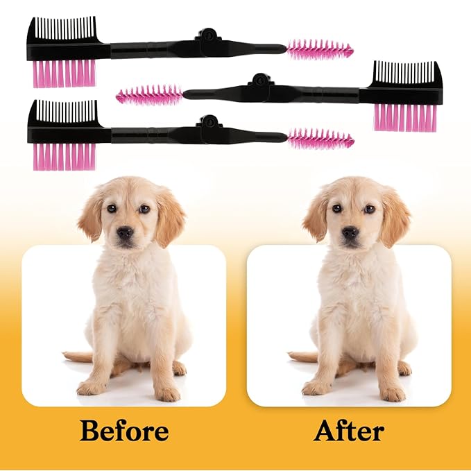 3 Pcs Dog Grooming Set - Tear Stain and Eye Cleaning Combs for Small Pets, Removing Crust, Mucus, and Flea Debris