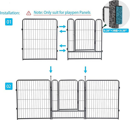 Dog Playpen Stakes - Dog Pens Accessories, for Indoor Outdoor RV Puppy Large Medium Puppy Dog Playpen (43 inch, Silver Black)