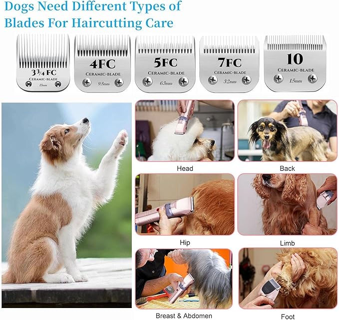AIJALY 2PCS 5FC Blades Detachable Dog Grooming Ceramic Blades Compatible with Andis Dog Clippersï¼_eplacement Blade Compatible with Wahl/Oster A5, KM Series Clippers,Size 5FC Cut Length 1/4"(6.3mm)