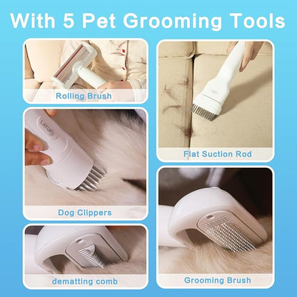 Dog Grooming Vacuum, Dog Grooming Kit 2L Pet Grooming Vacuum for Dogs with Nail Grinder Brush, 15000Pa Powerful Dog Vacuum for Shedding Grooming Vacuum Quiet 5in1 Pet Grooming Tools