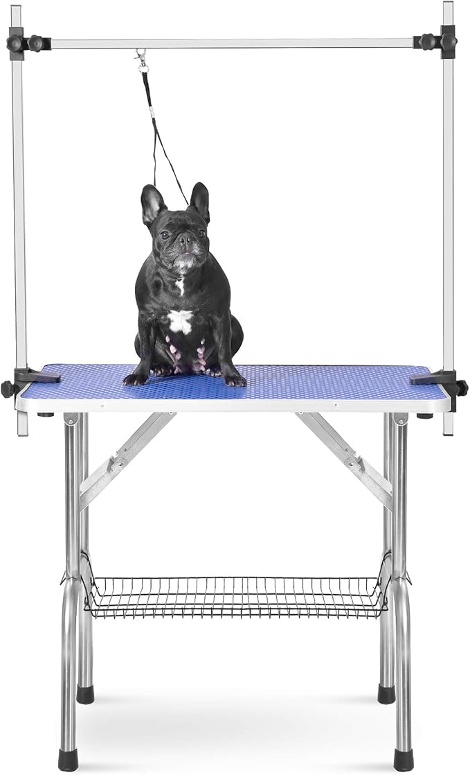36" Dog Grooming Table, Folding Pet Grooming Table With Arm & Nosse & Mesh Tray For Bathing, Trimming, Drying, Grooming, Maximum Capacity Up To 330 Lbs