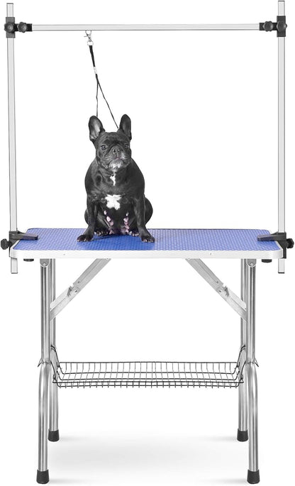 36" Dog Grooming Table, Folding Pet Grooming Table With Arm & Nosse & Mesh Tray For Bathing, Trimming, Drying, Grooming, Maximum Capacity Up To 330 Lbs