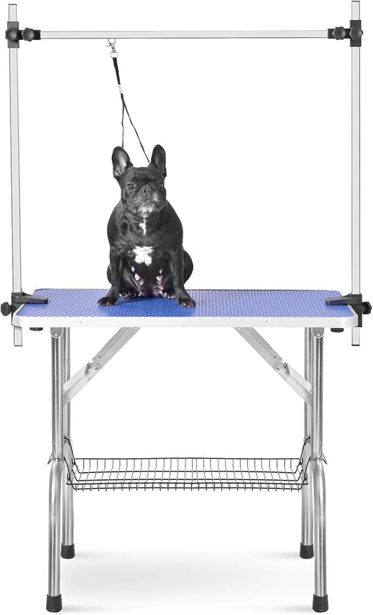 36" Dog Grooming Table, Folding Pet Grooming Table With Arm & Nosse & Mesh Tray For Bathing, Trimming, Drying, Grooming, Maximum Capacity Up To 330 Lbs