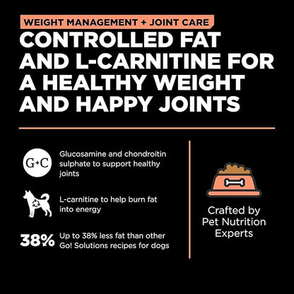 Go! Solutions Weight Management + Joint Care, Grain-Free Dry Dog Food, Salmon Adult and Senior Recipe, 12 lb Bag