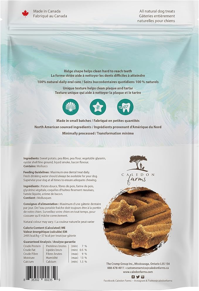 Caledon Farms Plaque Busters with Bacon Dog Treats: Grain Free, Gluten Free, No Additives, Colors or Preservatives, Brown 8 Count (Pack of 1)