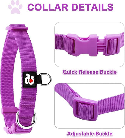 azuza 3 Pack Dog Collars Comfortable and Adjustable Nylon Dog Collars for for Small Dogs, S (11-16inch)ï¼_ink, Hot Pink and Purple
