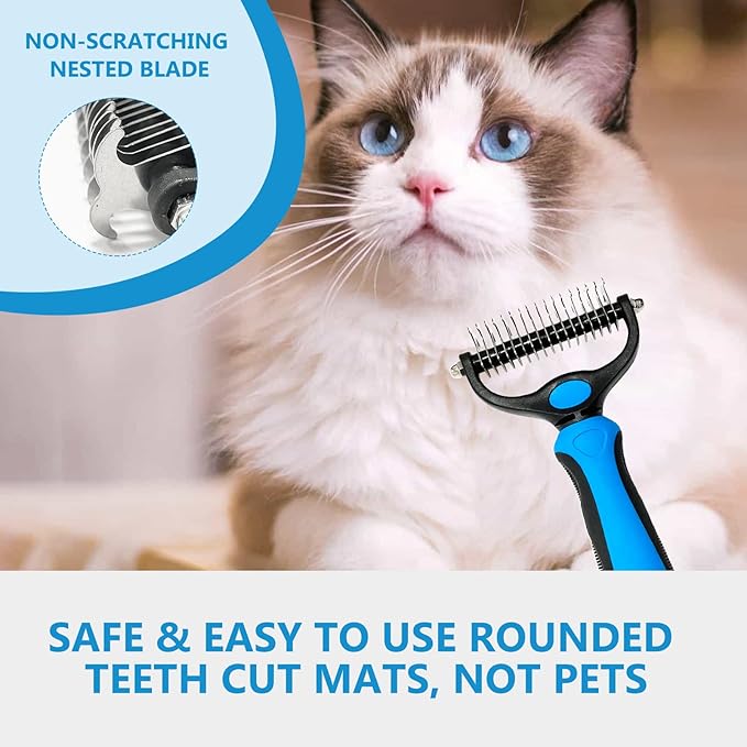 Shudyear Dog Grooming Brush and Metal Comb, Pet Grooming Brush, Cat Brush Deshedder Brush Dogs Shedding Tool for Long matted Haired Pets