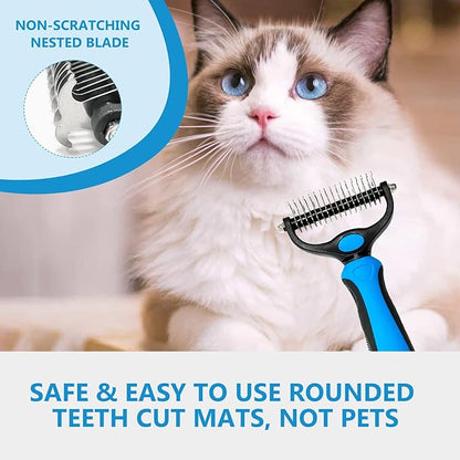 Shudyear Dog Grooming Brush and Metal Comb, Pet Grooming Brush, Cat Brush Deshedder Brush Dogs Shedding Tool for Long matted Haired Pets