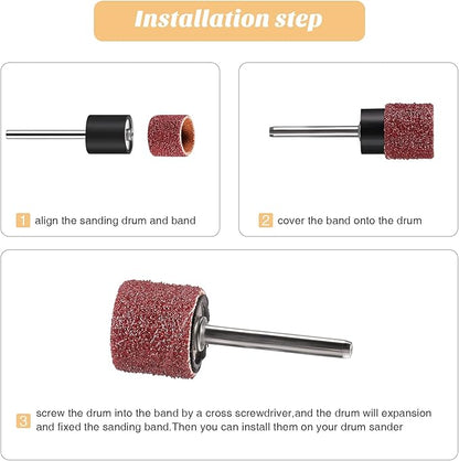 Kajaia 96 Pcs Dog Nail Grinder Replacement Kit Sanding Drum Set with Grit Sanding Bands Pet Smoother Claw Care Pet Nail Grinder Dog Claw Trimmer Grooming Tool Supplies (100 Grit)