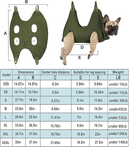 10 in 1 Pet Grooming Hammock Harness with Nail Clippers/Trimmer, Nail File, Comb,Dog Nail Hammock, Dog Grooming Sling for Nail Trimming/Clipping (S/Under 30lb, Khaki Green)