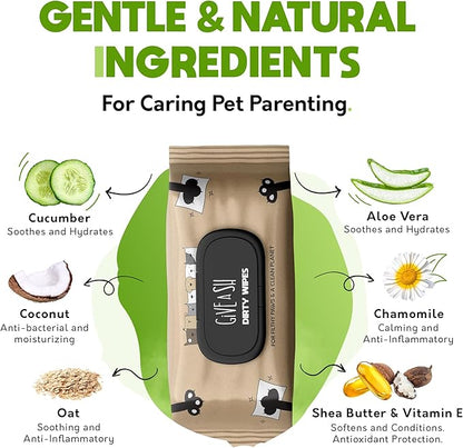 Lick-Safe Pet Wipes for Dogs & Cats - Vet-Approved & Hypoallergenic - Cleans Mud, Odors & Dander - Feline & Dog Wipes for Paws, Face & Butt - Earth-Friendly & Unscented Cat Cleaning - Pack of 400