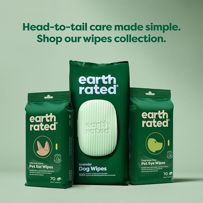 Earth Rated Dog Grooming Wipes, Hypoallergenic, Cleaning and Hydrating, for Paws, Body and Butt, Lavender Scented, 400 Count