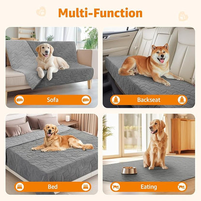 LOOBANI 2 Pack Waterproof Dog Blanket, Reversible and Washable Pet Bed Covers, Protects Furniture, Couch, Bed, and Car from Spills and Scratches, Soft and Cozy for Large Dogs and Puppies, 82x102In