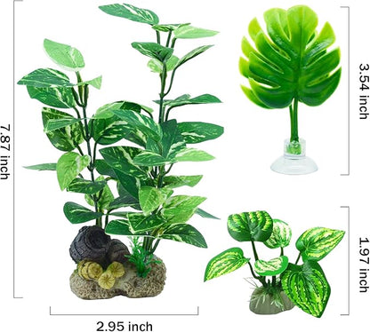 EDGCTYU Aquarium Decorations Fish Tank Artificial Plastic Plantsï¼_ilk Plants for Fish Tank Decoration, Pack of 7 (Green)