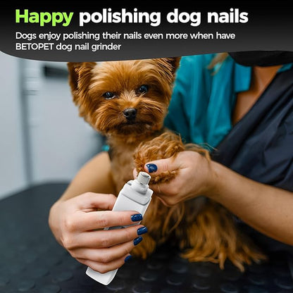 Dog Nail Grinder Quiet - 45db 4 Speed 4 Ports 12000 r/min USB Rechargeable Electric Professional Pet Dog Nail Trimmers with LED Lights for Large Medium Small Puppy Dogs/Cats - White
