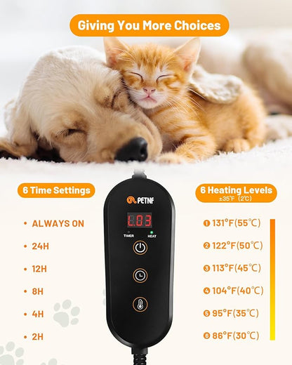 Pet Heating Pad with APP Temperature Adjustment Dog Heating Pad Anti-bite Puppy Heating Pad with Timer Cat Heating Pad Indoor Waterproof Pet Warming Pad Electric Heated Bed Mat Dog