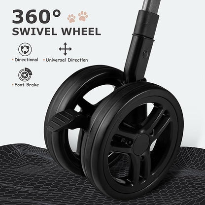 SWITTE Dog Stroller for Small Medium Dogs, Foldable Cat Pet Stroller with Reversible Handlebar, 4 Universal Wheels, Portable Puppy Dog Jogging Stroller with Waterproof Pad, Grey