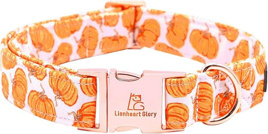 Lionheart glory Halloween Dog Collars Pumpkin Dog Collar Heavy Duty Adjustable Fall Dog Collar for Large Collar Dog Female or Male Dog Collar