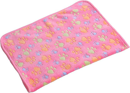 UTTPLL Blanket-Premium-Flannel-Small-Printed Throw for Cats Dog Puppy Animals Super Soft Fluffy Fleece Pet Blankets Warm Sleep Mat Cute Paw Pink