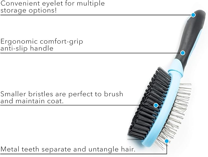 Double Sided Pet Grooming Brush, Royal Blue