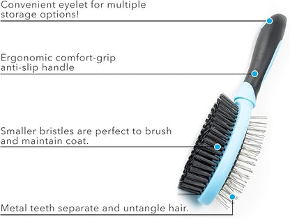Double Sided Pet Grooming Brush, Royal Blue