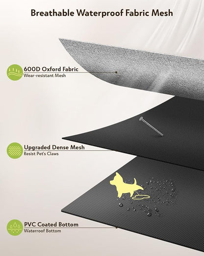 Dog Playpen,Fabric Fence, Portable Soft Cat Kennel Crate,Breathable Exercise Puppy Pen,PVC Pipe Frame,Indoor Outdoor Cage for Large/Medium/Small Animals with Carrying Case(L)