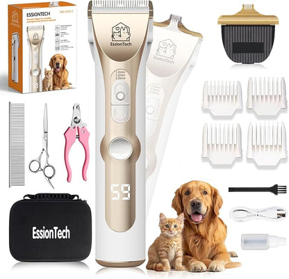 Dog Hair Clippers for Grooming Kit at Home Paw Trimmer Pet Grooming Clippers for Dog Professional Thick Hair Low Noise Cordless Pet Tools for Small & Large Dogs Cats (2in1)