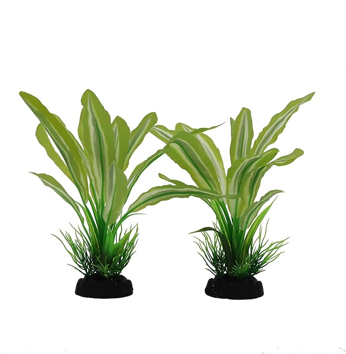 Silk Aquarium Plants for Betta Fish Tank, 2 Pcs 8 Inch Small Silk Aquarium Plant Aquatic Water Grass Decorationï¼_reen-Yellow