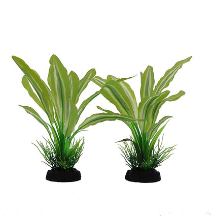 Silk Aquarium Plants for Betta Fish Tank, 2 Pcs 8 Inch Small Silk Aquarium Plant Aquatic Water Grass Decorationï¼_reen-Yellow