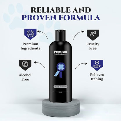 605Products - Natural Dog Shampoo for Itchy and Sensitive Skin, Puppy Shampoo and Odor Eliminator for Smelly Dogs and Puppies, Pet Shampoo and Deodorizer - Dog Bath Supplies (Blue Ribbon)