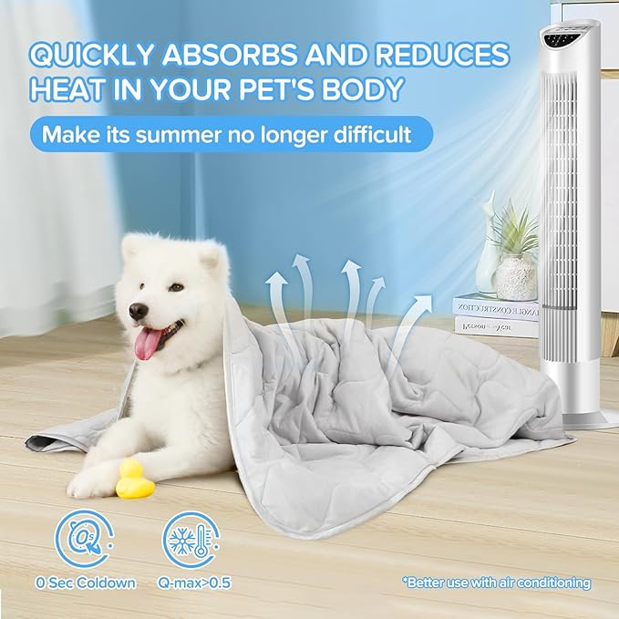 Rywell Cooling Mat for Dogs,Dog Cooling Mat Q-Max>0.5, Durable&Versatile with Cooling&Soft Surfaces for All Seasons,Protect Sofa Bed from Scratches&Chewing,40 * 60IN Washable Dog Blanket