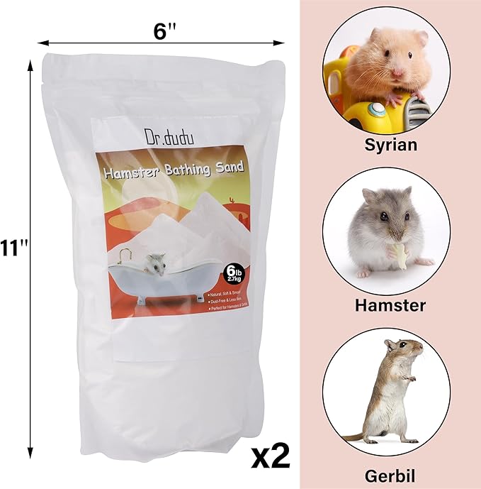 DR.DUDU Hamster Bath Sand, 12lb Dust Free Desert Sand or Potty Litter Sand for Hamster Chinchillas Gerbil Syrian Mice Small Animals (White)