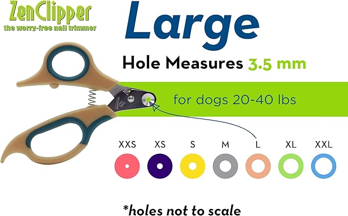 Zen Clipper Pet Nail Clipper for Dogs  Dog Nail Trimmer for Safer Pet Grooming Care - Clean, Quiet, and Easy-to-Use Stainless Steel Claw Trimmer - (3.5mm Hole)