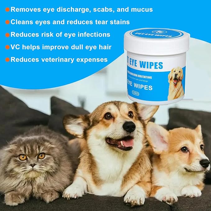 Pet Eye Wipes For Dogs, Natural Dog Wipes for Paws and Eyes,Gentle and Safe Dog Wipes Cleaning for Remove Tear Stains and Mucus, Dog Eye Wipes and Cleaning Wipes for Dog, Cat, furry animals 130 pcs