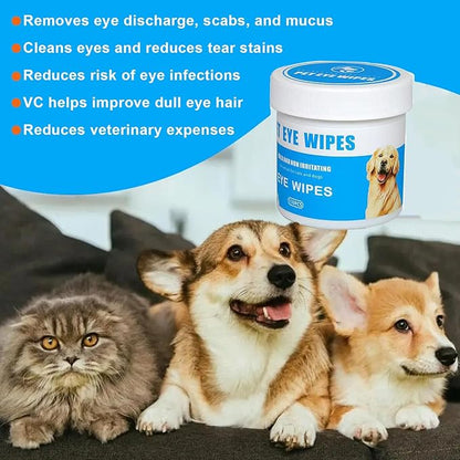Pet Eye Wipes For Dogs, Natural Dog Wipes for Paws and Eyes,Gentle and Safe Dog Wipes Cleaning for Remove Tear Stains and Mucus, Dog Eye Wipes and Cleaning Wipes for Dog, Cat, furry animals 130 pcs