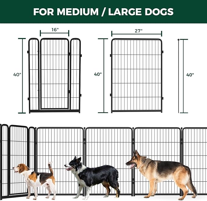 FXW Homeplus Dog Playpen for Indoor Use - Stress-Free and Safe Play, Heavy Duty 40 Inch 6 Panels Dog Pen for Medium and Large Dogs, Black_atented