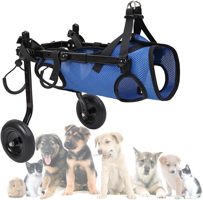 Dog Wheelchair for Back Legs, Adjustable Dog Wheelchairs with 2 Wheels, Dog Wheelchair Cart for Hip Support, Mobility Aids for Small Pets Hind Limbs (Middle)