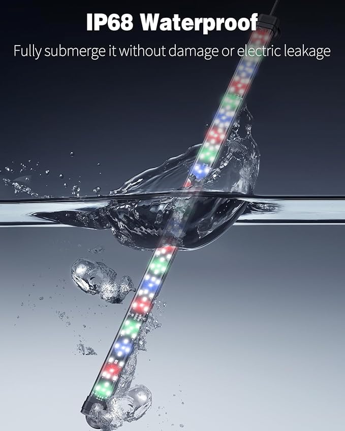 Pawfly 10 W Aquarium LED Light 20 Inch 24/7 Fish Tank Light with Full Spectrum Brilliant White Blue Red Green Lights Multi-Colored LEDs with D/N Mode Single Color Effects Timer & Adjustable Brightness