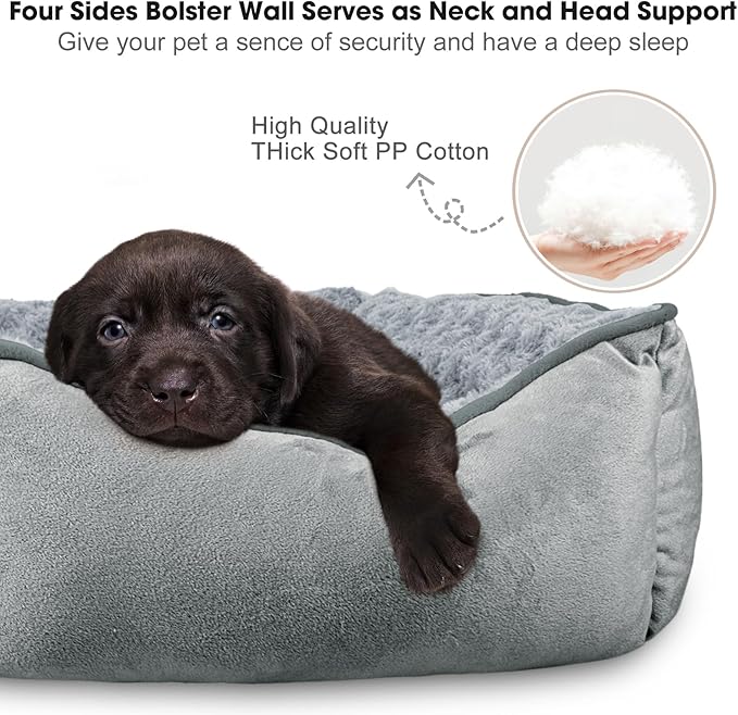 JOEJOY Rectangle Dog Bed for Large Medium Small Dogs - Washable Orthopedic Sofa Bed, Soft Breathable Puppy & Pet Cuddler, Durable Calming Dog Bed with Anti-Slip Bottom, Multiple Sizes, Grey