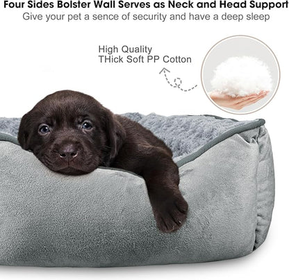 JOEJOY Rectangle Dog Bed for Large Medium Small Dogs - Washable Orthopedic Sofa Bed, Soft Breathable Puppy & Pet Cuddler, Durable Calming Dog Bed with Anti-Slip Bottom, Multiple Sizes, Grey