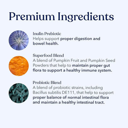 Honest Paws Probiotics for Dogs - Dog Digestion Gut Health Probiotic Powder with Prebiotic Made in The USA, Digestive and Immune Support - Digestive Enzymes with Pumpkin Flavor (30 Sticks)