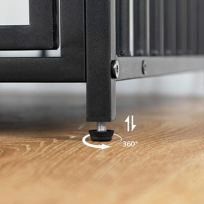 HOOBRO Dog Crate Furniture, Wooden Dog House, Decorative Dog Kennel with Drawer, Indoor Pet Crate End Table for Small Dog, Steel-Tube Puppy Cage, Chew-Proof, Rustic Brown and Black BF01GW03