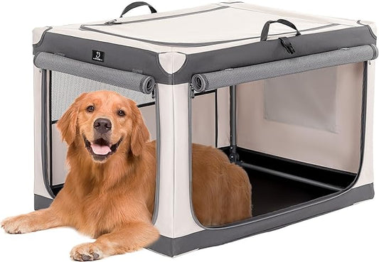 A4Pet Collapsible Dog Crate, Portable Dog Crate - 36 Inch Adjustable Stainless Steel Frame, Lightweight, Durable and Foldable Crate with 3-Door, Soft Sided Dog Kennel