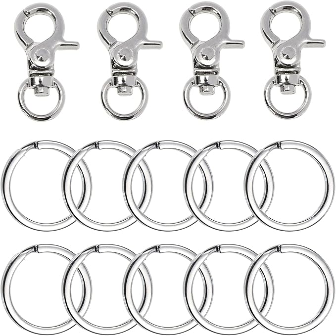 Dog Tag Clips Penta Angel 4Pcs Pet ID Name Tag Buckle Clips with 10Pcs Key Rings for Dog Cat Puppies Collars and Harnesses