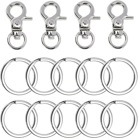Dog Tag Clips Penta Angel 4Pcs Pet ID Name Tag Buckle Clips with 10Pcs Key Rings for Dog Cat Puppies Collars and Harnesses