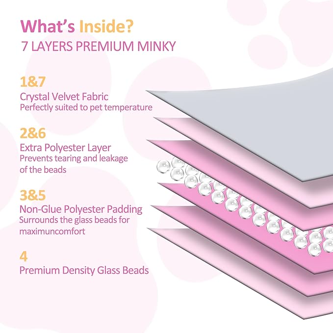 LaSyL Weighted Blanket for Pets | Thunder Blanket for Dogs Anxiety | Premium Soft Minky | Relaxation & Calming & Anti Anxiety | Used in Car, Bed, Couch | Pink, Washable Large 40" L x 47" W