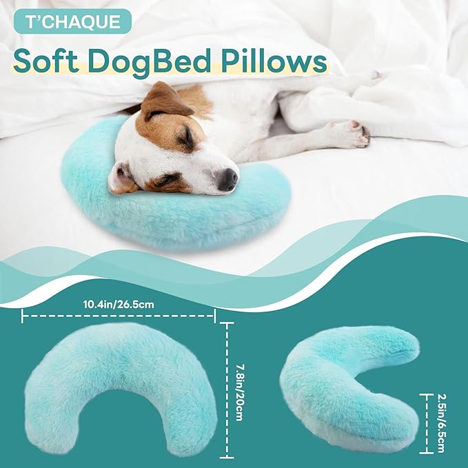 T'CHAQUE Dog Pillow Dog Calming Pillow for Small Dogs Anxiety Relief Comfort Dog Neck Pillow Bed Soft Cat Pillow for Indoor Cats Half Donut Cuddler U-Shaped Pillow Pet Sleeping Improve Calming Toy